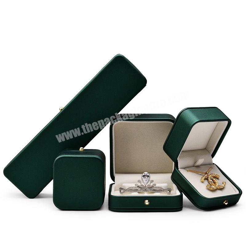 Factory Direct Supply Dark green PU Custom Jewelry Boxes With Logo Jewelry Packaging Box