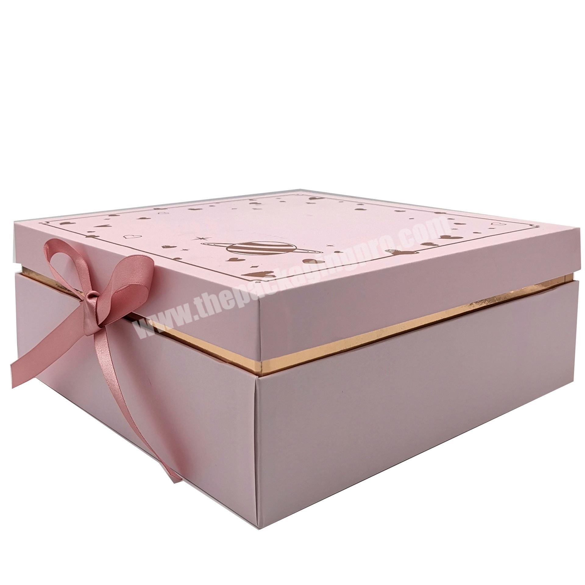 Factory Sale Cheaper OEM ODM Travel Think Tools Package Packing Logo Gold Foil Pink Magnetic Gift Box With Ribbon