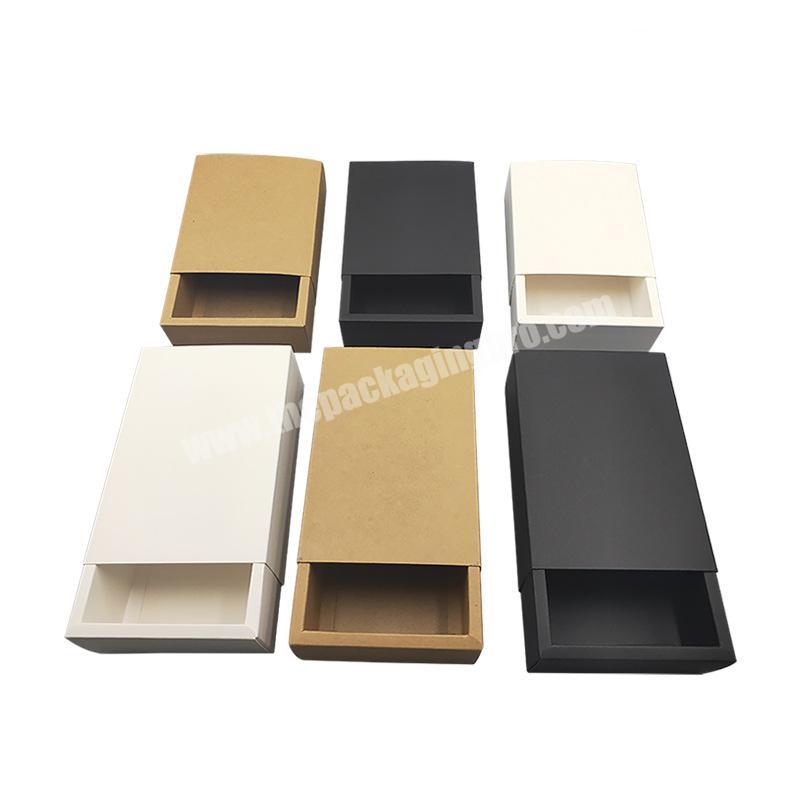 Factory Wholesale Kraft Paper Drawer Box Folding Square 3 Colors Gift Packaging Box Low MOQ In Stock