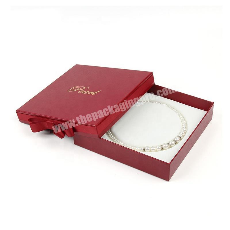 Factory custom hot stamping logo foam insert jewelry gift box pearl necklace box