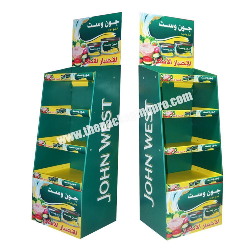 Factory customized canned food display racks dry goods display rack supermarket promotional paper shelves for sale