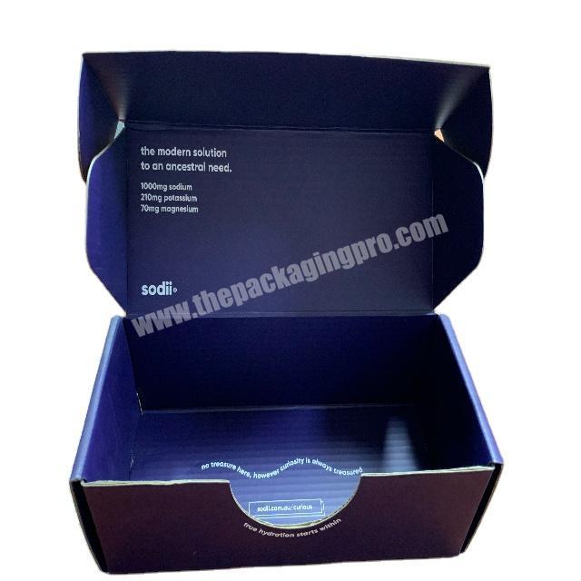 Factory price dark blue shipping box mailer corrugate box of free sample
