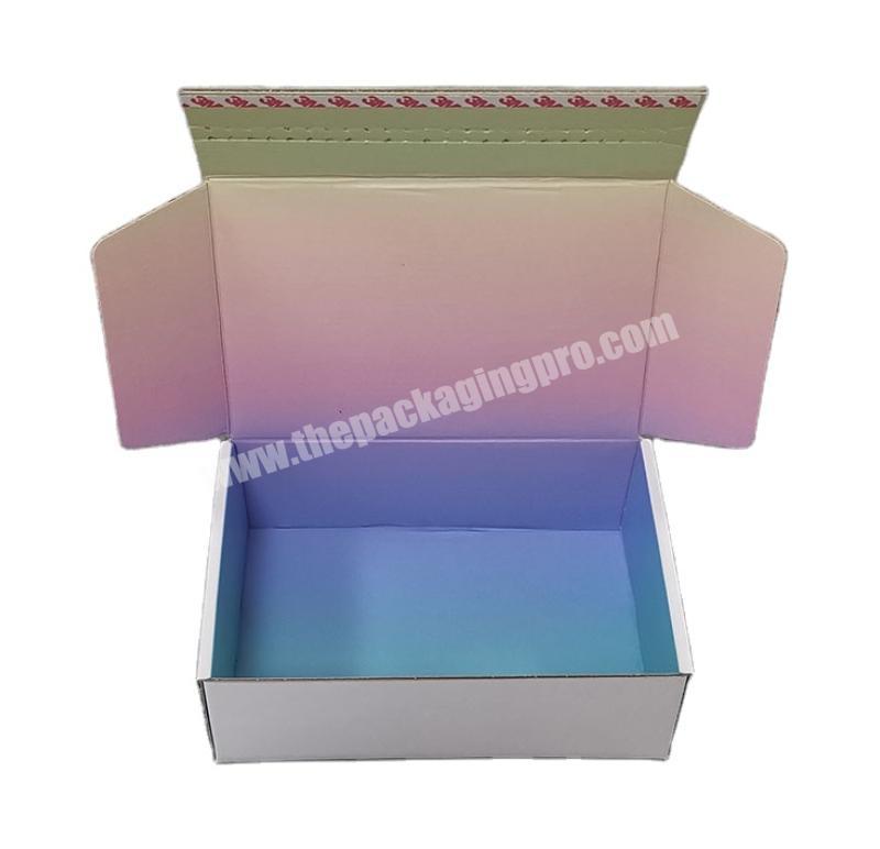 Factory price gradient printing zipper peel off closure with adhesive tape subscription shipping mailing airplane gift box