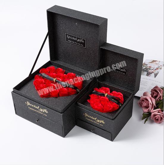 Factory wholesale custom gift sets artificial rose flower jewelry gift box