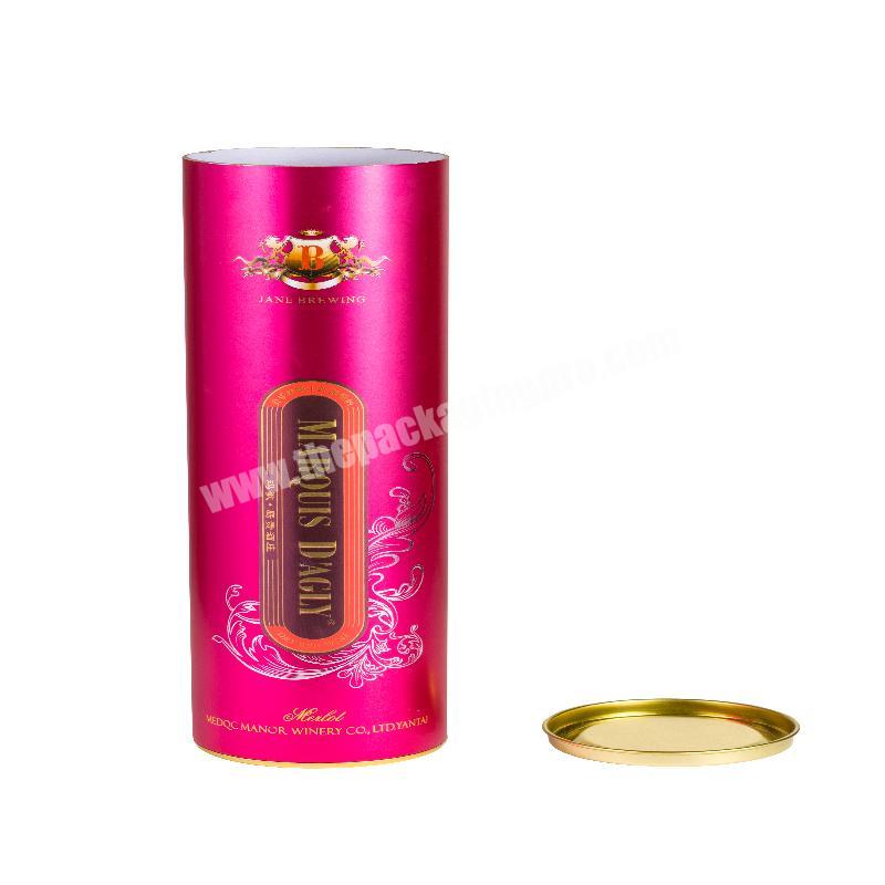 Fancy Kraft Cardboard stamping recyclable tall paper wine tubes for wine bottle tube packing