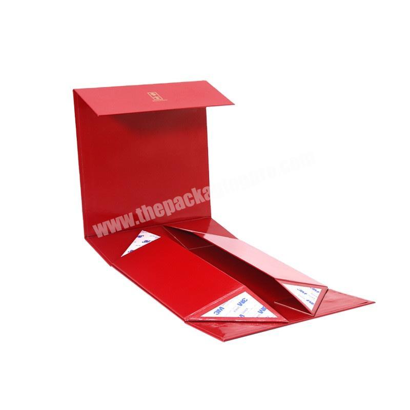 Fancy Magnet Box Carton Red Rigid Flat Luxury Magnetic Folding Storage Paper Gift Box  packaging folded