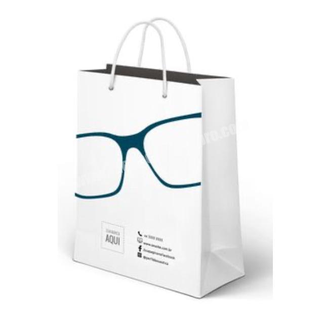 Fashion custom logo optical shop glasses packaging eyewear recycled kraft paper bag