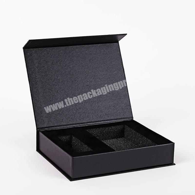 Fast Delivery Essential oil Perfume Aromatherapy Magnetic Flap Matte Black Gift Box With Inner Eva Insert