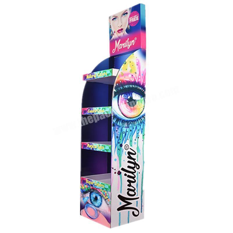 Flat Packing Floor Standing Cardboard Display Rack Stand for Cosmetics