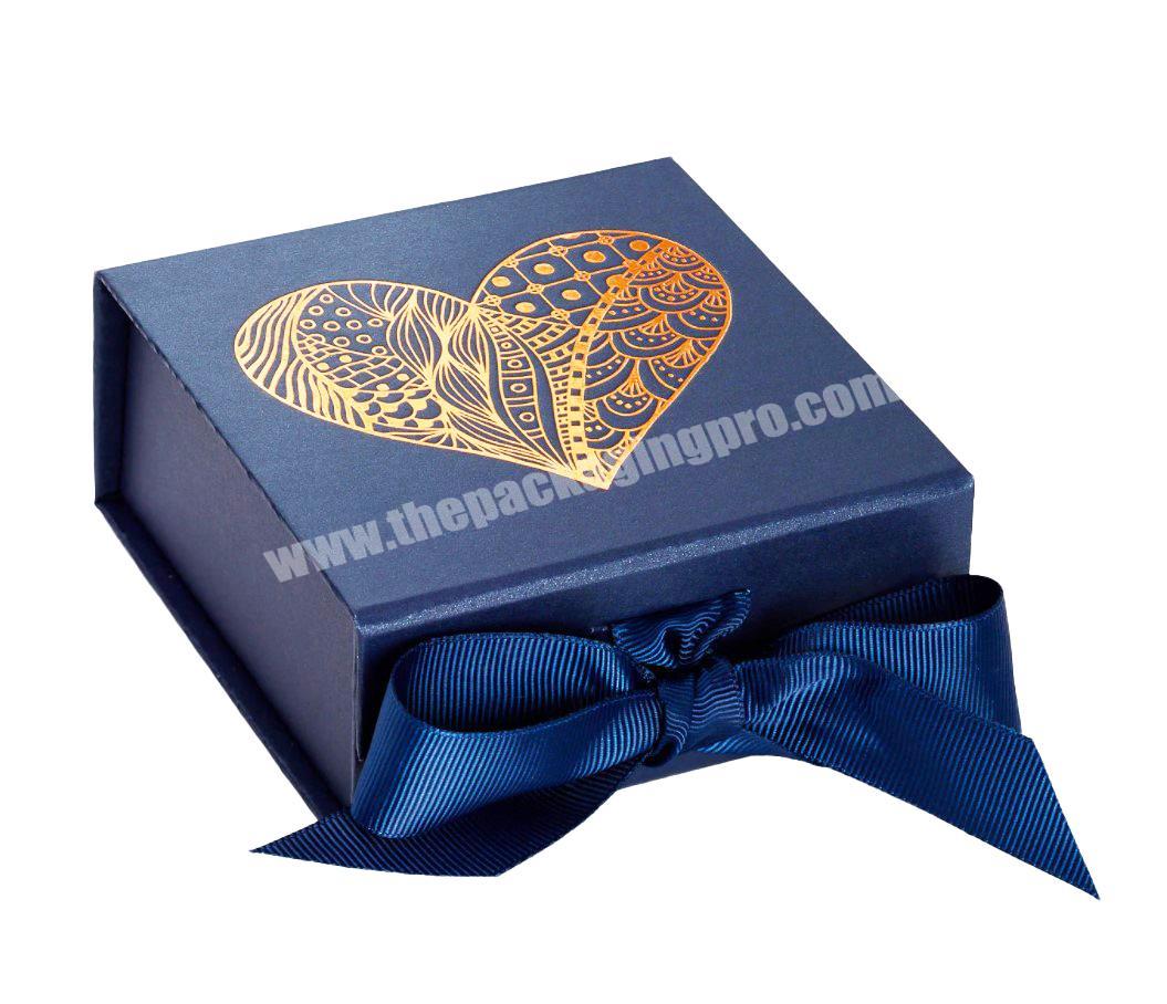 Foldable Medium navy blue gift Box with lid presents flower gift wedding Bridesmaid Groomsman empty gift box