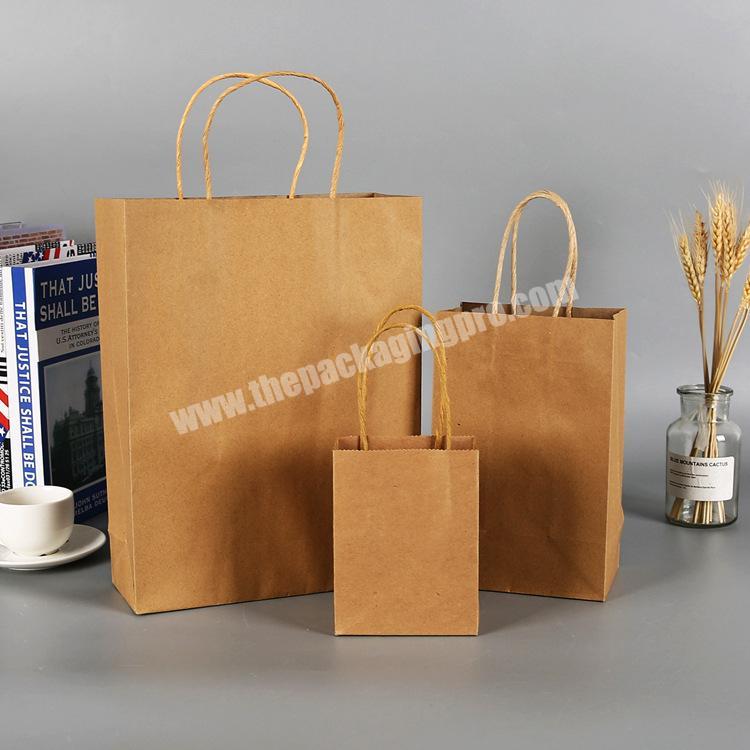 Food Packaging Shopping Brown Kraft Paper Bag With Handle