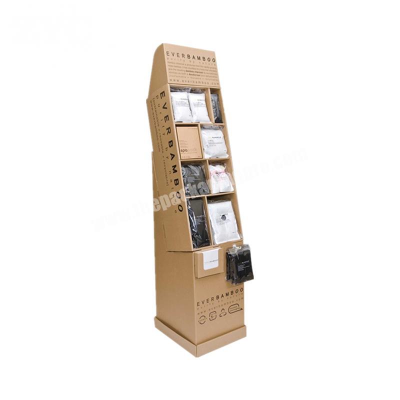 Free Standing Foldable Paper Floor Books Display Cardboard Pop Stand For Magazine