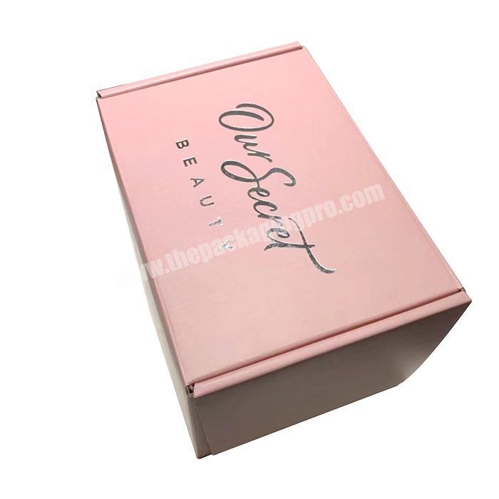 Free sample custom logo pink color cosmetic corrugated mail shipping box
