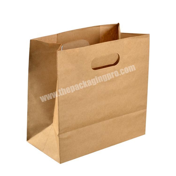 Fsc Take Away Out Craft Kraft Shopping To Go Brown Paper Bag With Your Own Logo Die Cut Handle For Fast Food Delivery
