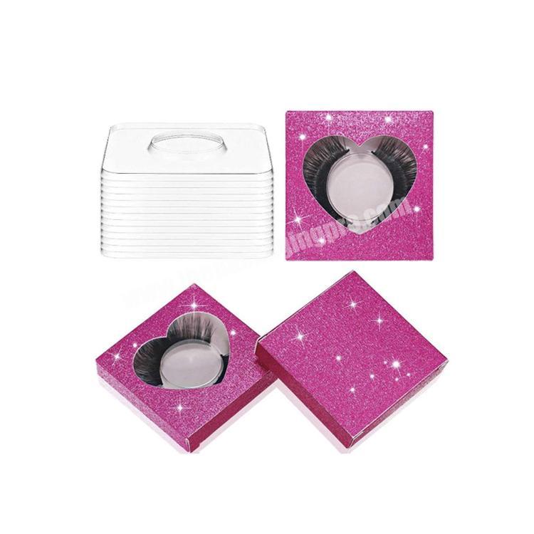 Full Colors Custom Private Label Square Shiny Glitter Empty Paper Eyelash Packaging Box
