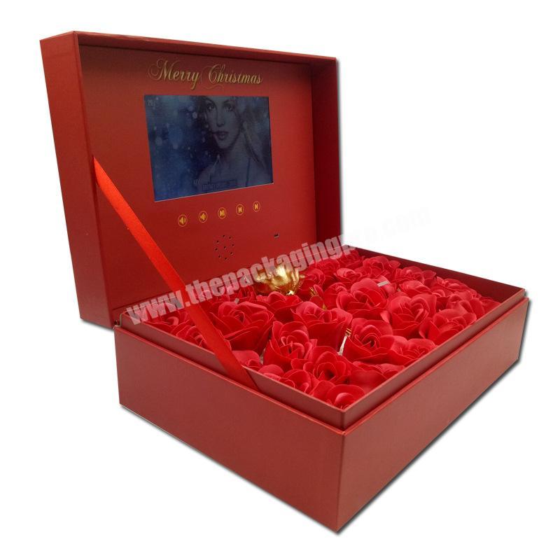 HD LCD video gift box birthday wedding commemorative items storage Valentine boxes 7 inch screen video rose gift box with logo