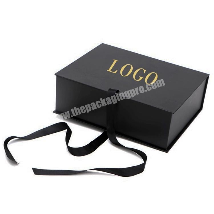 Hair packaging box customized printing black package boxes for wigs hair extensions packaging