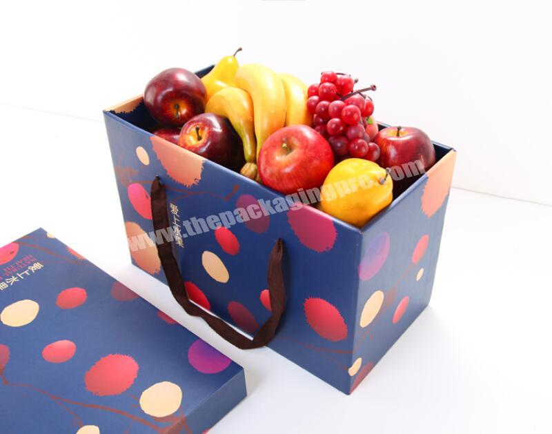 High End Stronger Carry Overweight Fruits Mango Watermelon Purple Gift Box Packing With Rope Bag