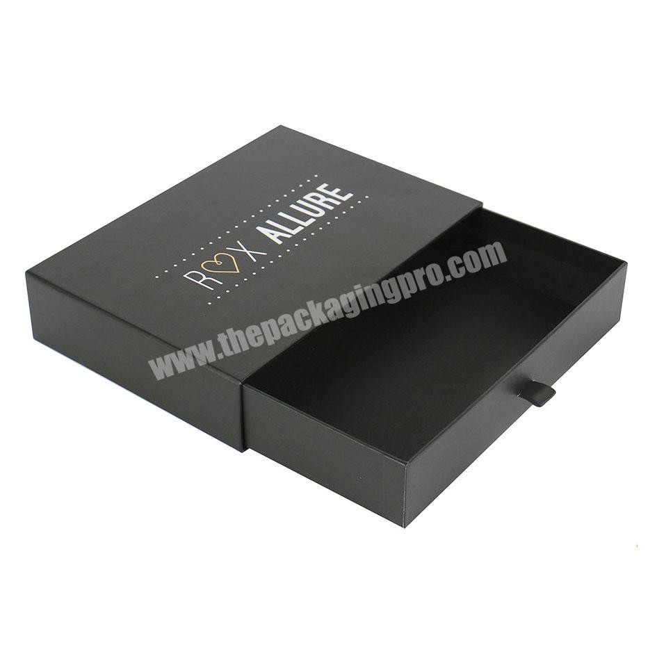 High Quality Black Custom LOGO Jewelry bracelet Gift Paper Sliding Drawer Cardboard Box with ribbon