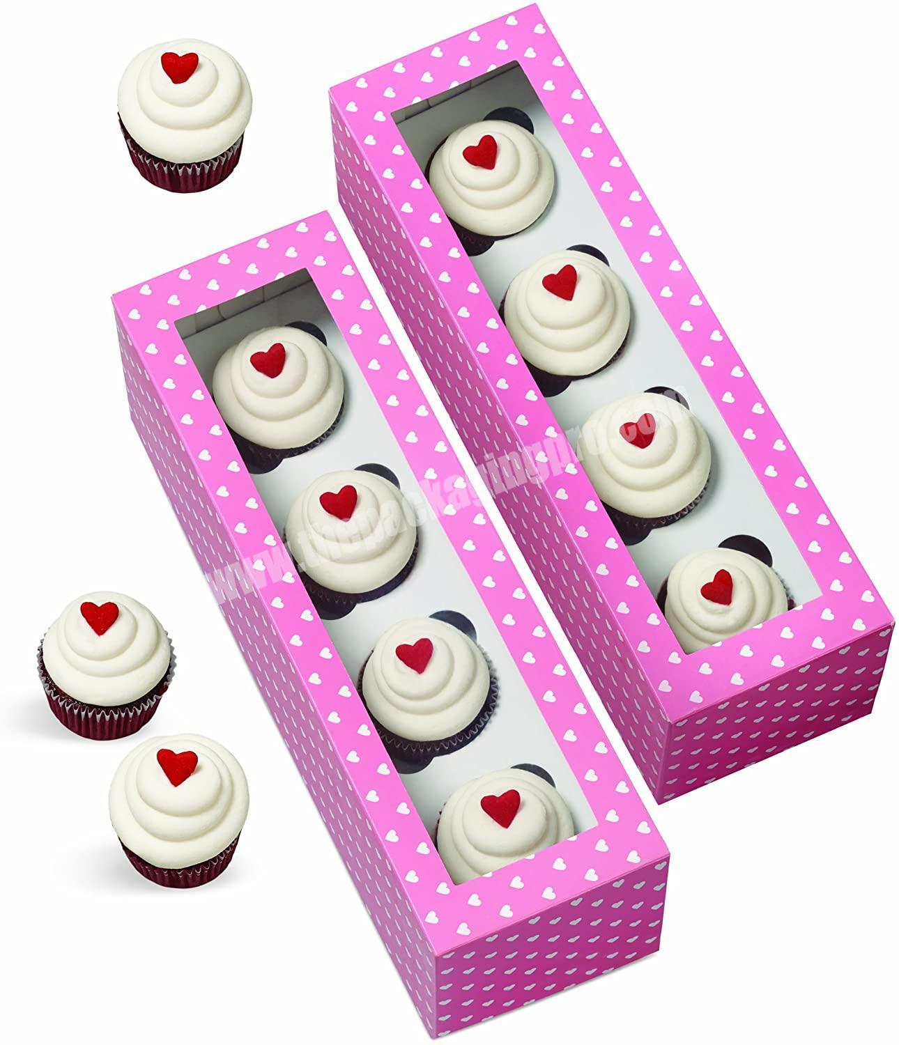 High Quality Luxury Pink Dot Rectangle Cupcake Cream Dessert Packing Box For Macaron