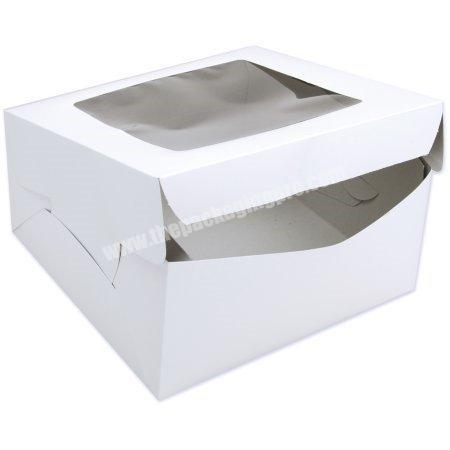 High Quality Square White Wedding Gift Sweet Birthday Cake Packing Paper Box With Transparent Window