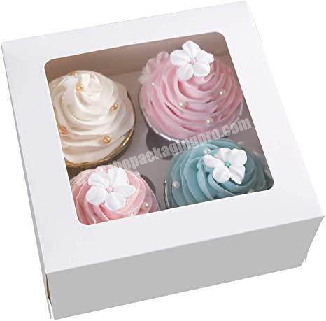 High Quality White Cardboard Favor Birthday Tall Cheese Cake Bakery Pie Paper Box With PVC Clear Window