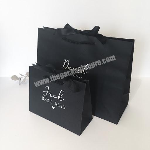 High quality black luxury custom perfume packaging bag wedding dress carry paper bags with your own logo