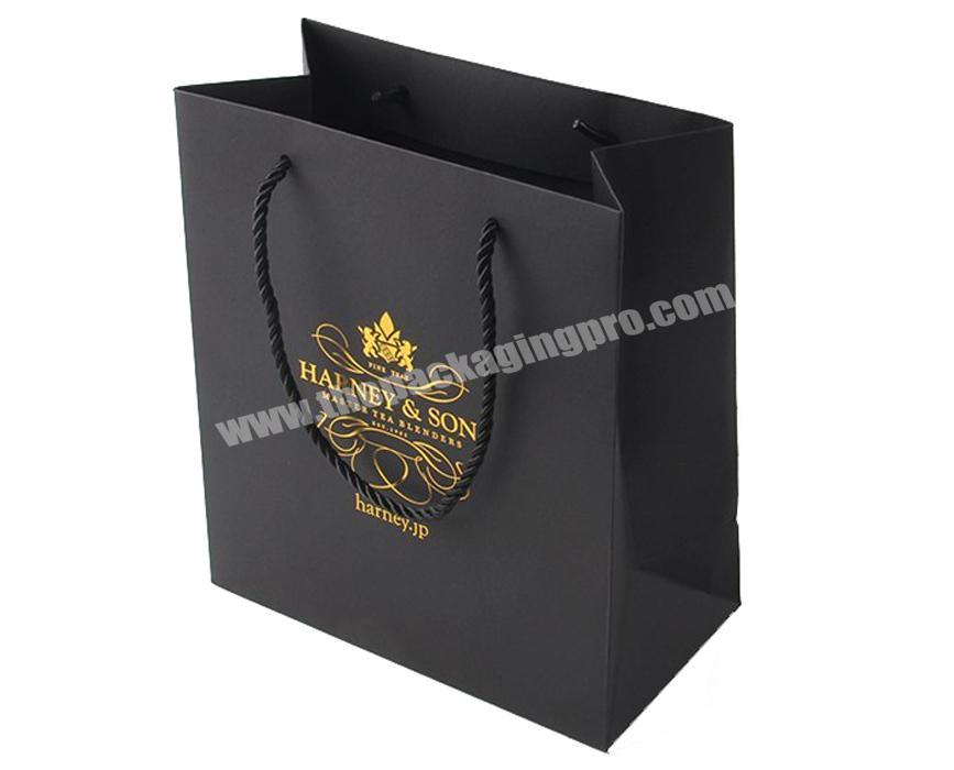 High quality black luxury gift carrier out bags for shopping custom paper bag