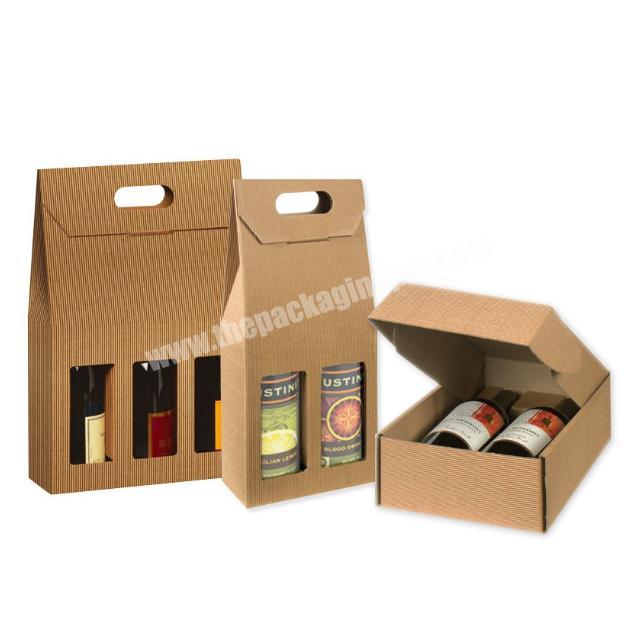 High quality customized logo wine bottles packing paper box holder carrier