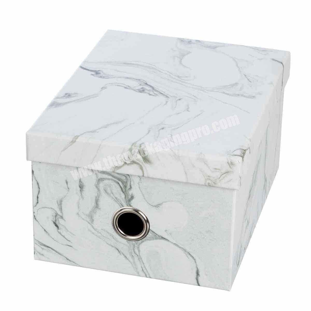 High quality white shoes packaging box, marble printing white cardboard box
