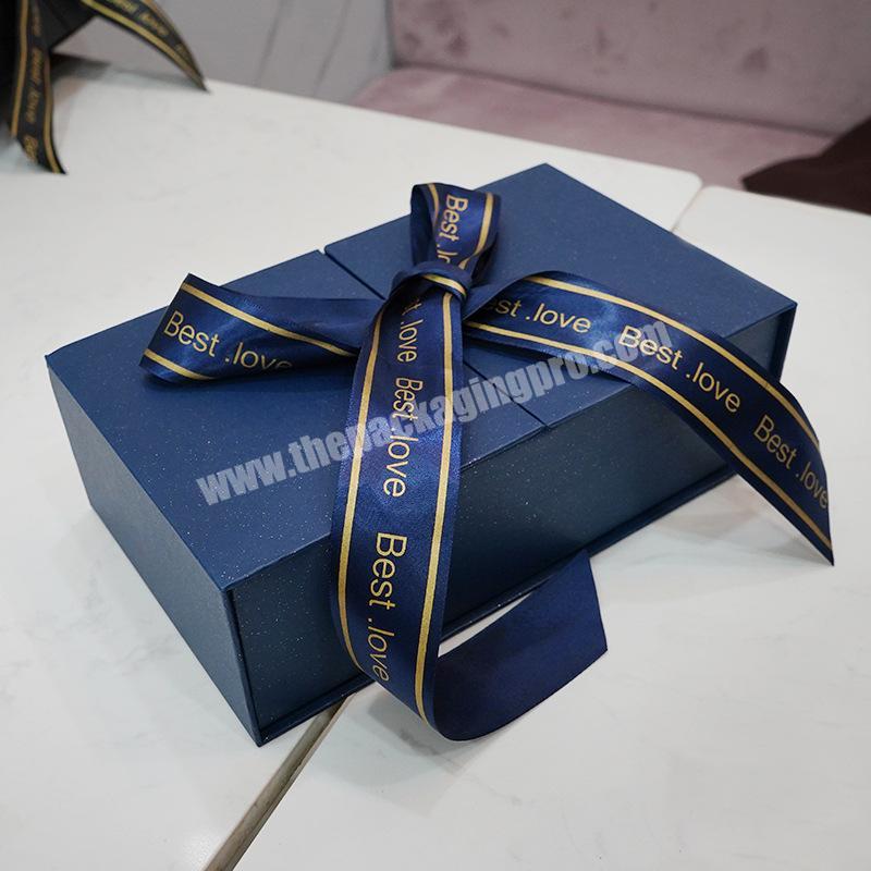 Hot Sale Custom Chocolate Gift Boxes Blue Luxury Chocolate Packaging Boxes with Bowknot