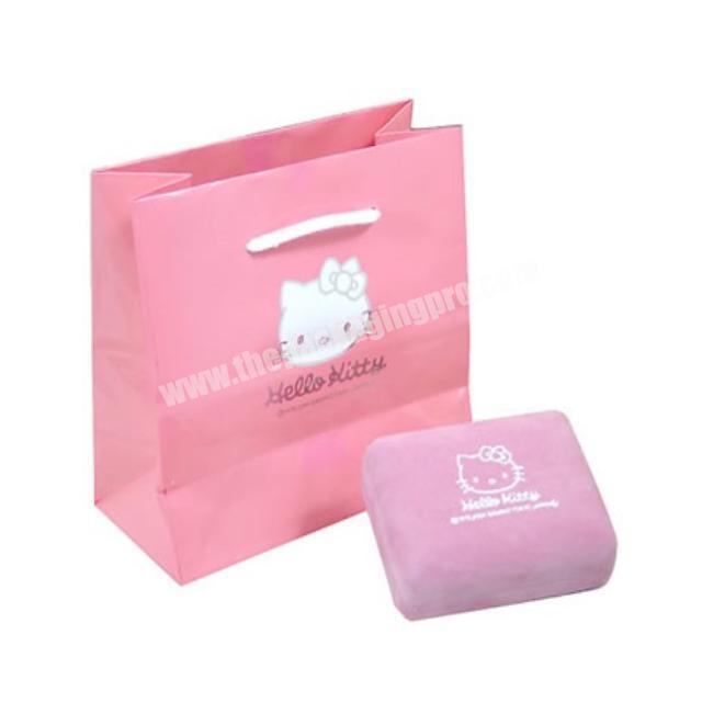 Hot Sales Pink Hello Kitty Printed Wallet Packaging Bag Kids Toys Paper Bag With Handles