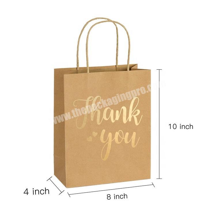 Hot foil stamp white kraft paper thank you carrier bags