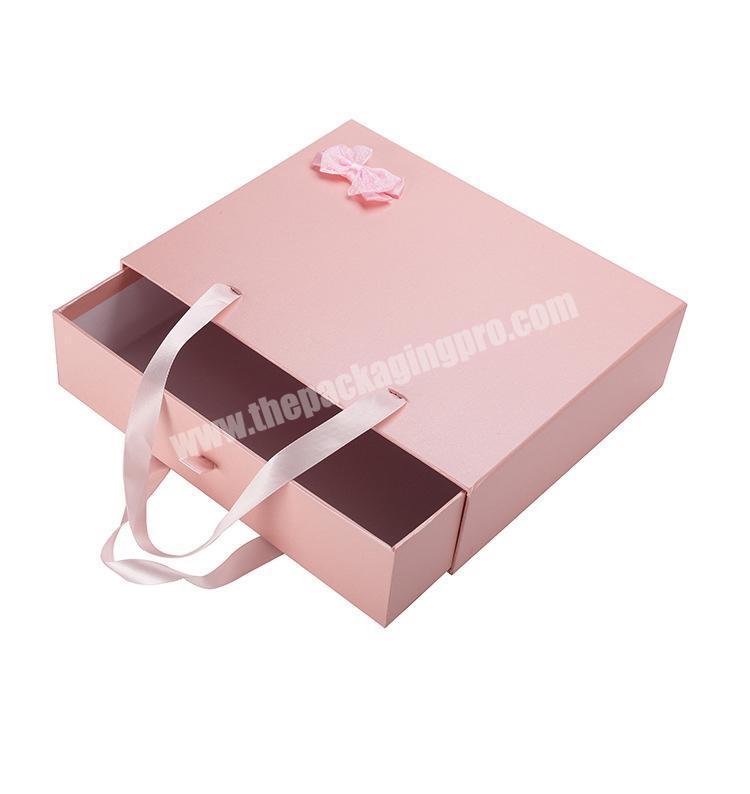 Hot sales pink luxury bikini box, lingerie ribbon fancy gift shopping packing box