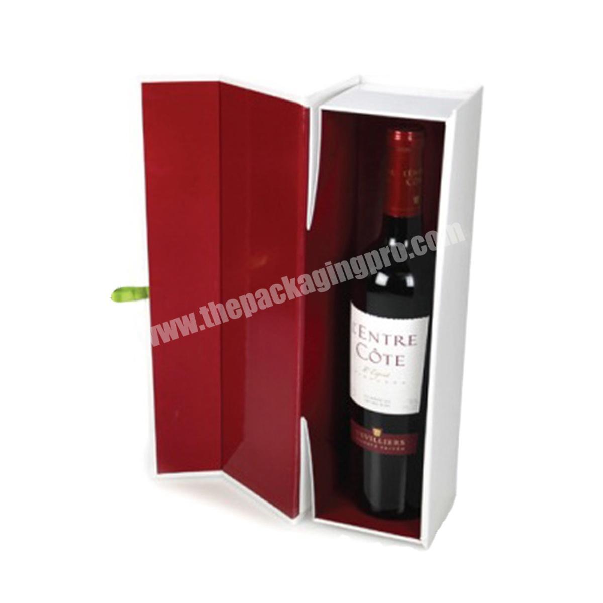 Hot sales white red wine paper box magnet gift beer bottle packaging box with design logo