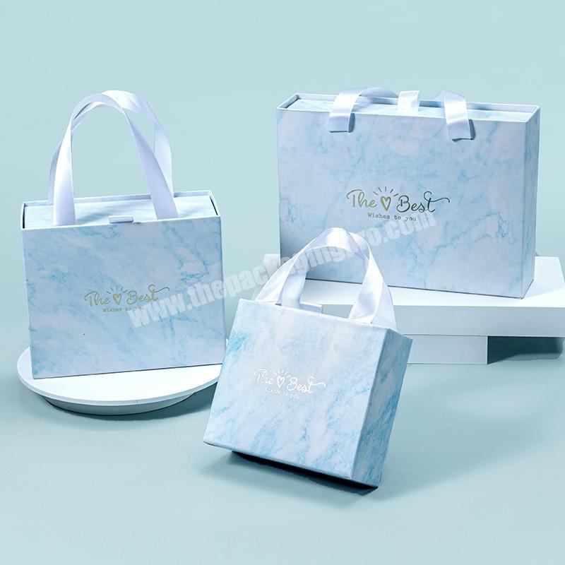 Hot selling fashion box and bag marble paper custom packaging set
