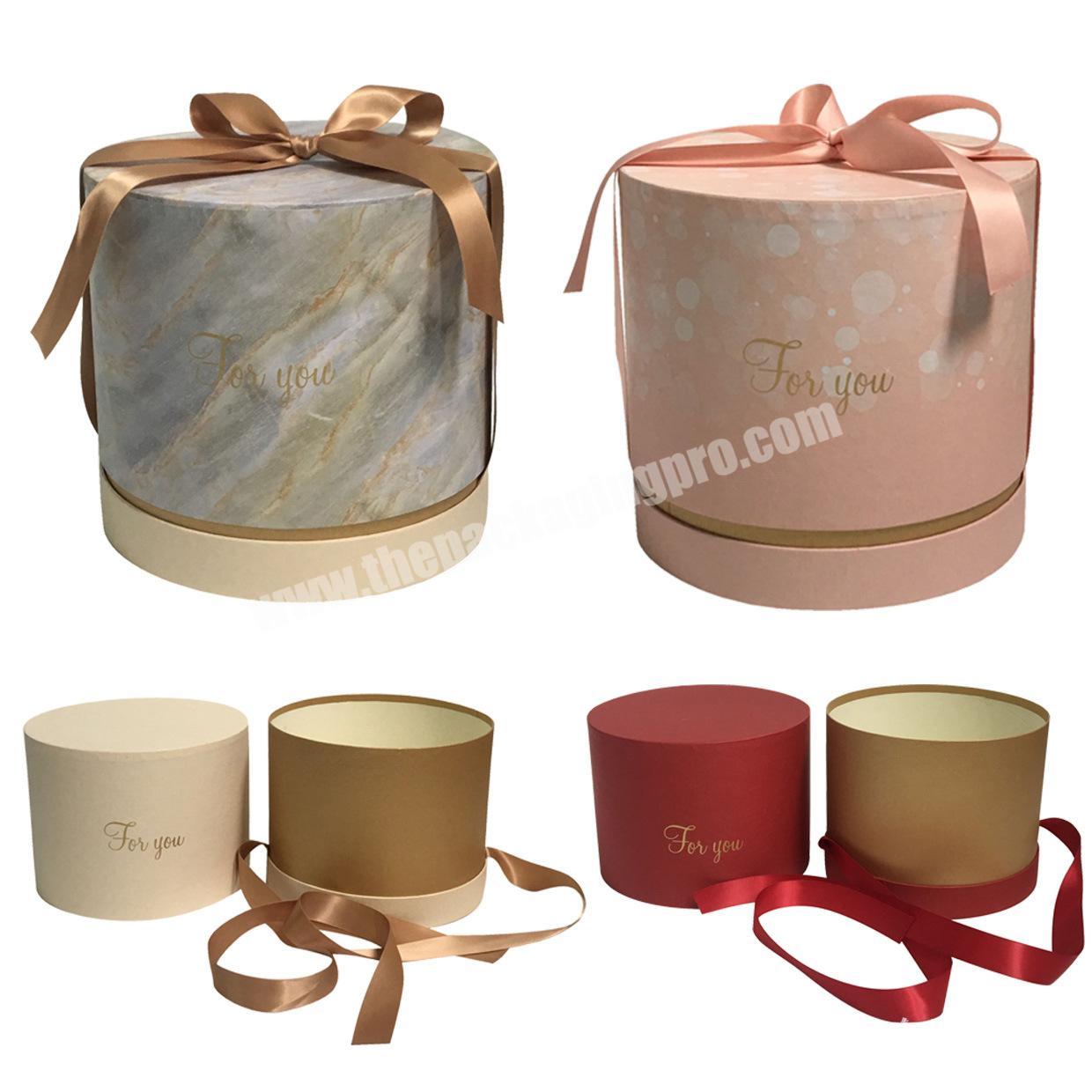 Kexin Low Moq 2021 paper cardboard packaging round box with ribbon customized gift boxes