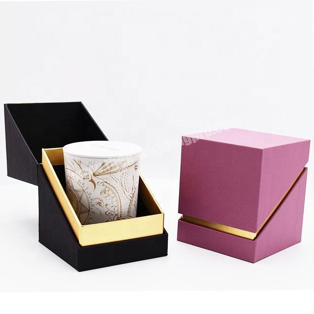 Kexin Wholesale Paper Cardboard Printed 2 pieces Square Candle Gift Box Packaging Luxury Gift Box Matte