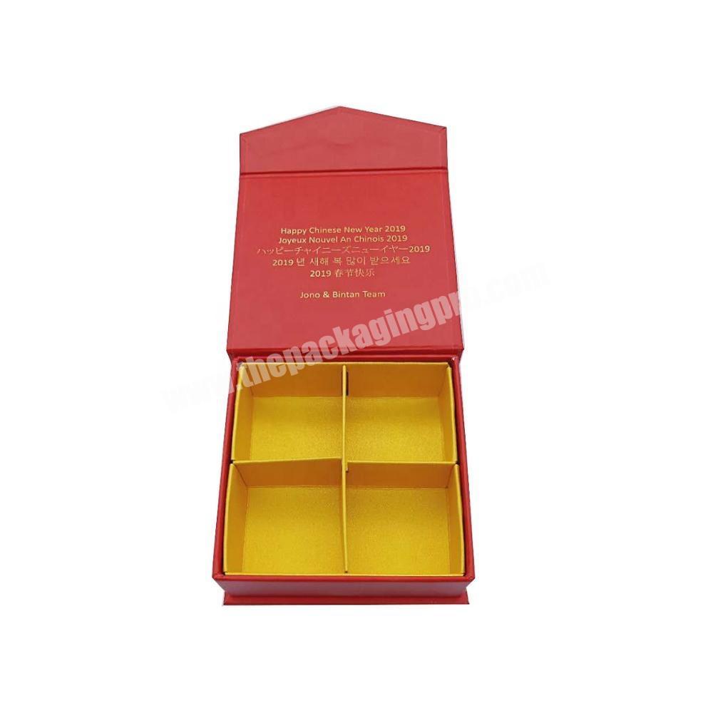 Kexin custom logo carton gift box luxury red chocolate paper box  4 grids book box with divider caja de reg