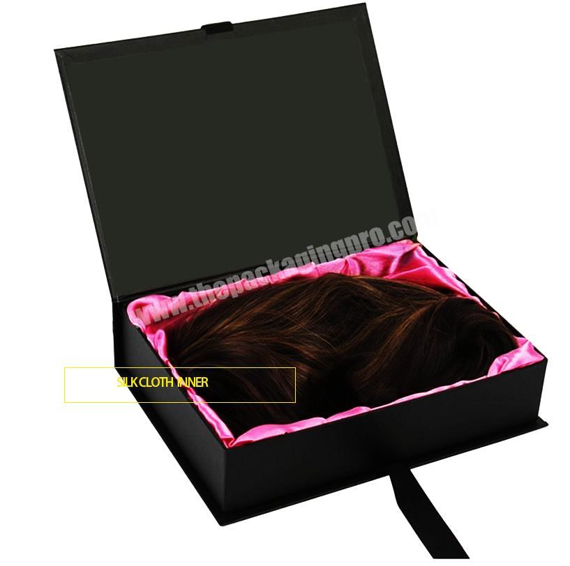 Kexin wig packaging custom logo foldable mailing gift box black wig hair box packaging