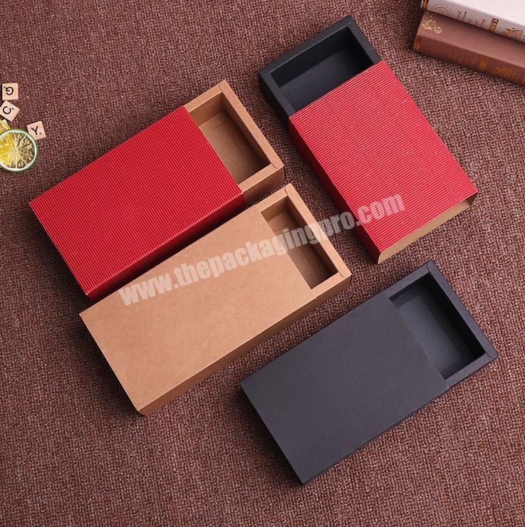 Kraft Brown and Black Paper cardboard Sliding sleeve jewelry Gift packaging Drawer watch gift shoe Box lipstick package custom
