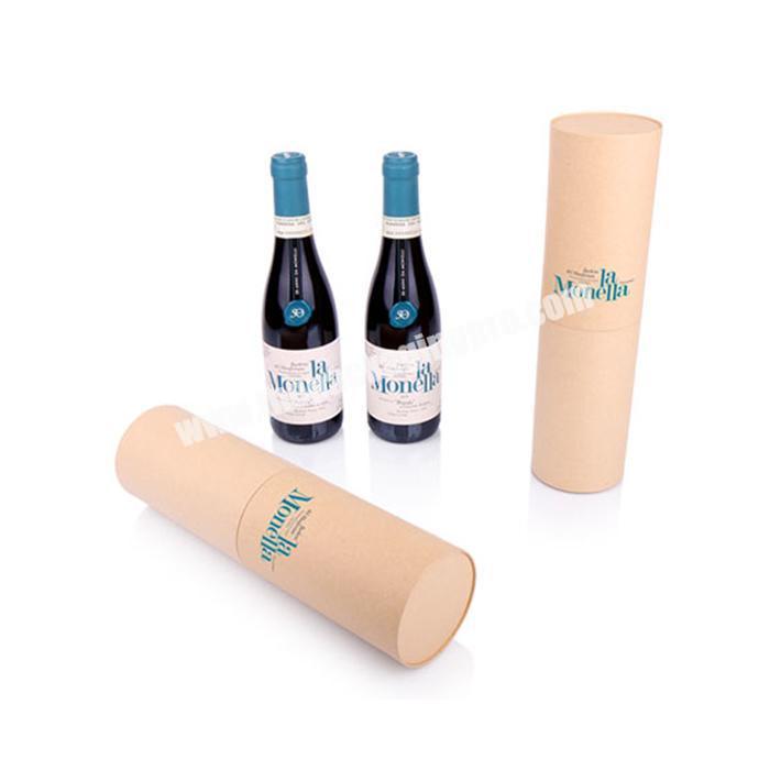 Recyclable Round Water Bottle Winebottle Packaging Kraft Paper Cylindrical Tube Boxes