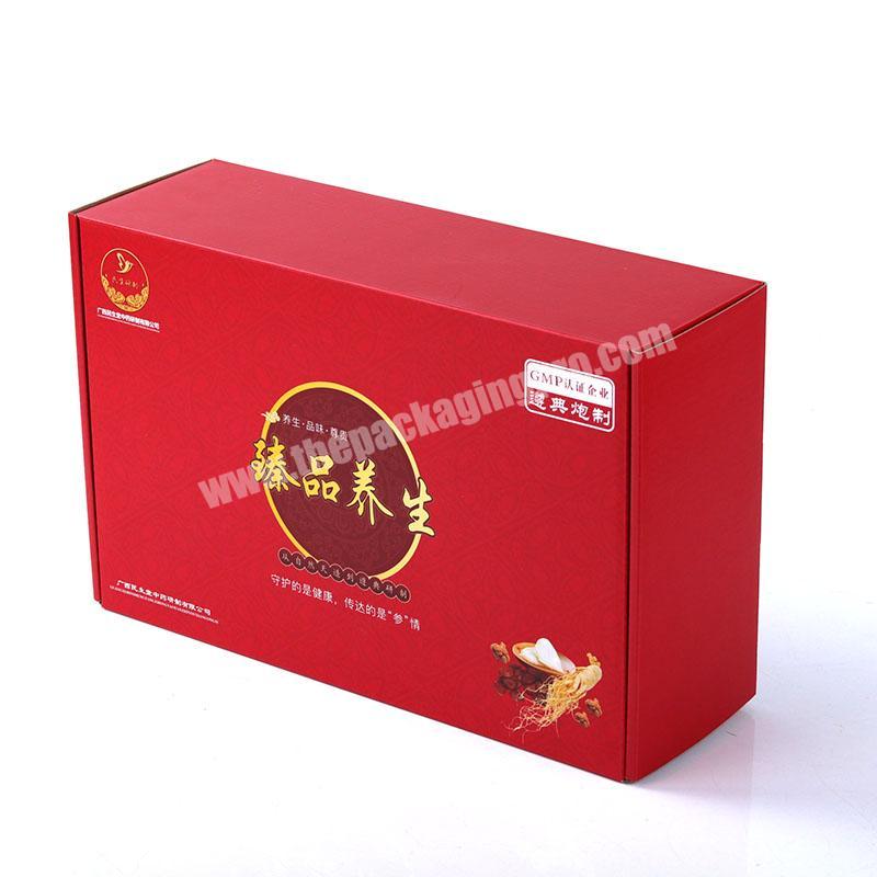 Lowest price custom colored carton mailing box small red corrugated paper shipping box for foods panax ginseng packaging