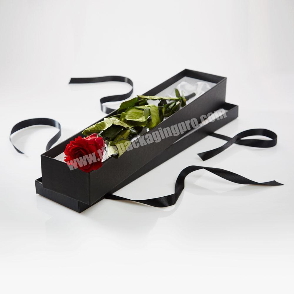 Luxury Black Custom Paper Cardboard Single Rose Box For Gift