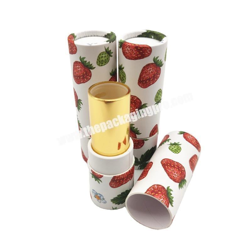 Luxury Custom Design Printing Round Paper Cardboard Twist Up Paper Tube with Plastic Cup for Lip balm Stick Container Packaging