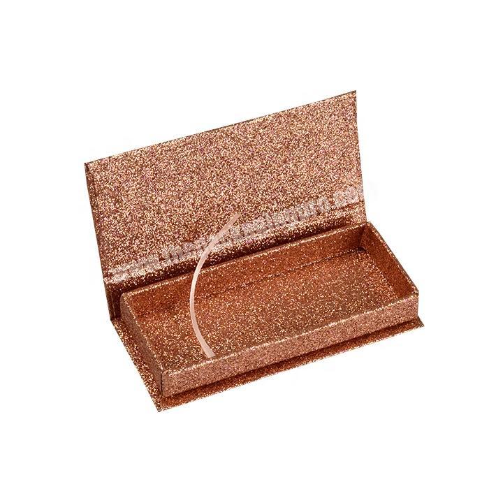 Luxury Custom Logo Rose Gold Pink Magnetic Packaging Box Glitter Eyelash Box
