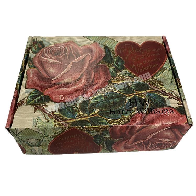 Luxury Custom Rose Love Printed Mailer Gift Packaging Box Corrugated Paperboard Flower Box