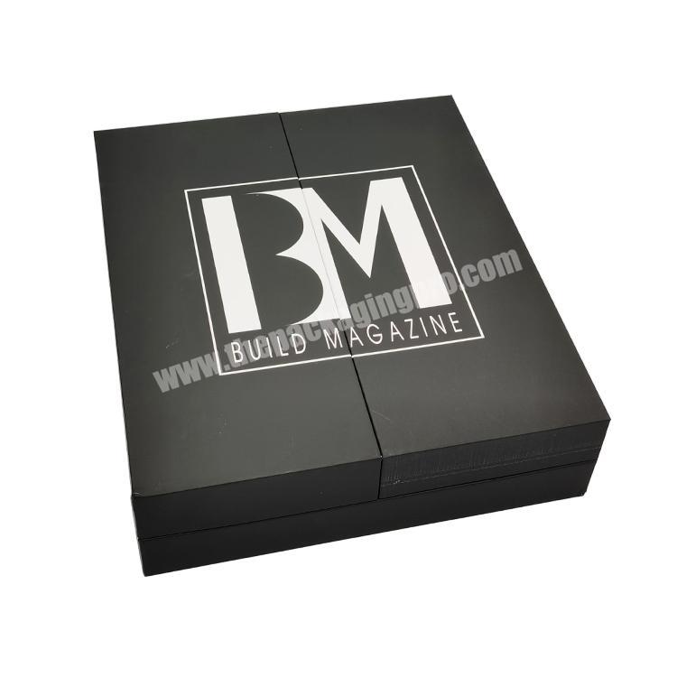 Luxury Customized Double Opening Handmade Magnetic Gift Box Black Hard Rigid Cardboard Packaging Box