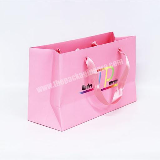 Luxury Pink Cardboard Shopping Paper Bag Jewelry Cosmetic Carrier Bag For Gift
