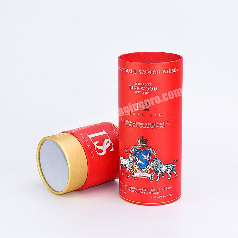 Luxury cardboard cylinder tube packaging box red wine bottle wine glass gift Paper tube box